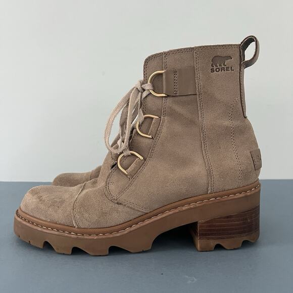 Sorel Joan Now Omega Taupe Suede Waterproof Lace Up Winter Boots - Picture 5 of 10
